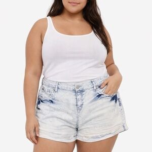 WALLFLOWER Light White Acid Washed Cuff Thin Denim Jean Shorts Juniors Plus 17